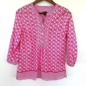 Talbots tunic with 3/4  length sleeves, 1/2 button front, 💯 cotton